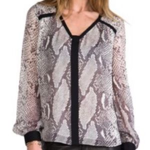DVF Lane Chiffon Top, Python Print, Size 6